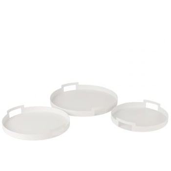 Set van 3 plateau rond metaal wit