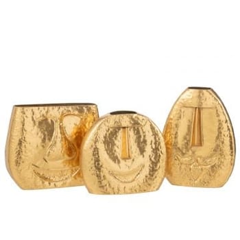 Vazen gezichten metaal goud assortiment van 3