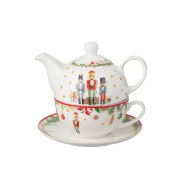 Theepot notenkraker giftbox keramiek wit