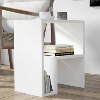 Moderne witte bijzettafel Woody Fashion | 45 x 30 x 51,8 cm | Wit