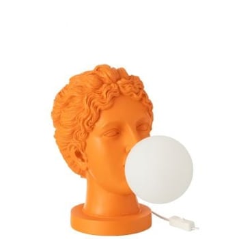 Tafellamp dame hoofd hars oranje