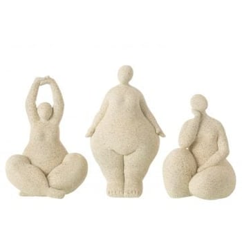 Vrouw modern resine beige large assortiment van 3