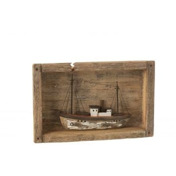 Boot in kader paulownia hout naturel/wit