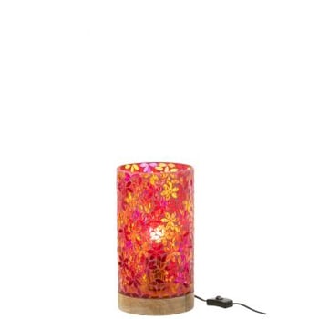 Tafellamp bloemen mozaiek glas roze small