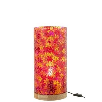 Tafellamp bloemen mozaiek glas roze large