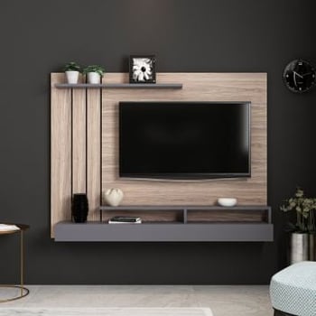 TV-meubel Woody Fashion | Melamine coating | grijs/eik | zwevend