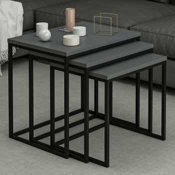Houten Nesting Table Set - Antraciet | 3-Delige Set.