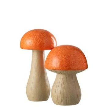 Set van 2 paddenstoelen buiten mgo oranje