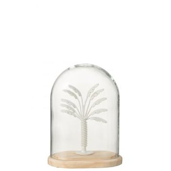 Stolp palmboom glas/metaal wit/naturel small