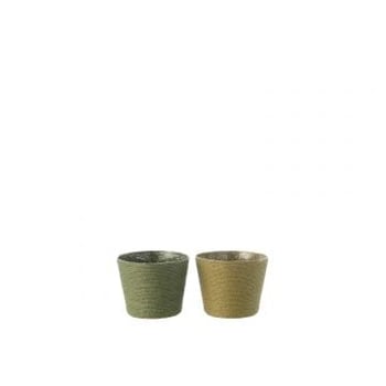 Bloempot touwtjes papier/pet groen small assortiment van 2