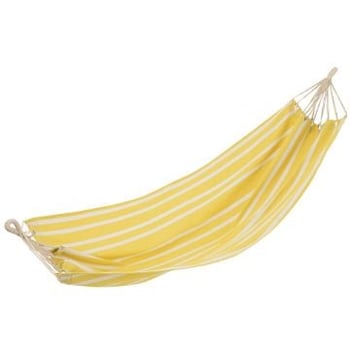 Hangmat strepen katoen/polyester fel geel/wit