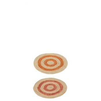 Tapijt/placemat rond cirkels maïs oranje/rood small assortiment van 2