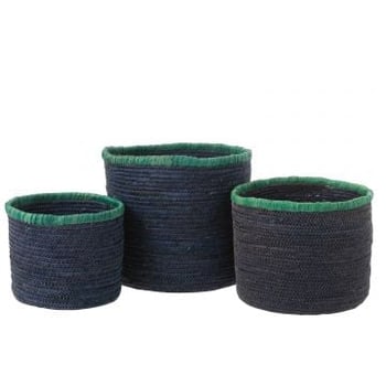 Set van 3 mand maïs donker blauw/azuur
