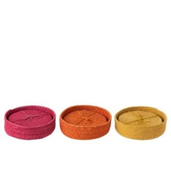 Onderlegger 6 stuks zeegras roze/orange/geel assortiment van 3