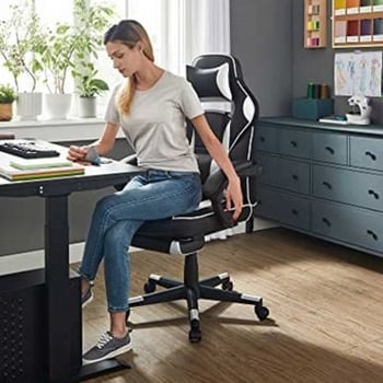 Ergonomische bureaustoel - zwart/wit, 150 kg belastbaar