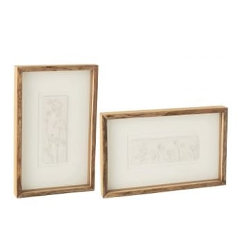 Wanddecoratie pure mdf/sparhout bruin/wit assortiment van twee