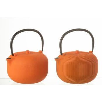Doos 1 theepot metaal oranje assortiment van 2