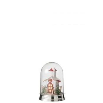 Stolp winter huis+dieren led acryl wit/groen