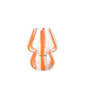 Tafellamp strepen glas transparant/oranje small