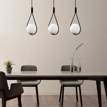 Hanglamp Nitid - 70x15x146cm - metaal en glas - zwart