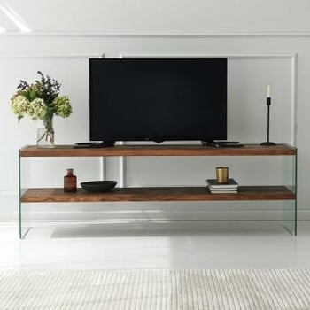 tv-meubel Woody Fashion | 140 x 35 x 45 cm | Hout/Glas