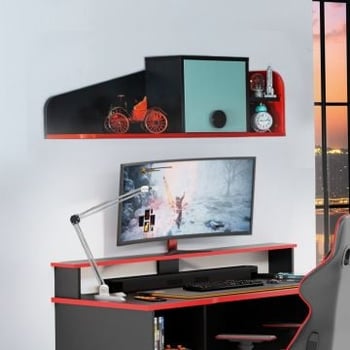 Wandplank GamingKids - zwart/rood