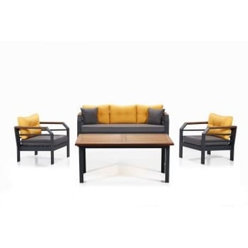 Woody Fashion Tuin Loungeset - Geel Grijs Zwart