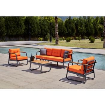 Woody Fashion Tuin Loungeset | 100% ALIMINIUM Frame | 100% ACRYLIC Stof | Oranje Kleur