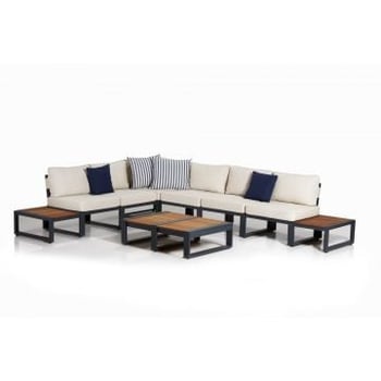 Premium Woody Fashion loungeset voor in de tuin in antracietcrème.