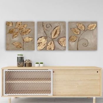 Remy Decoratief canvas schilderij (3 stuks) | Houten lijst | 30 x 90 cm