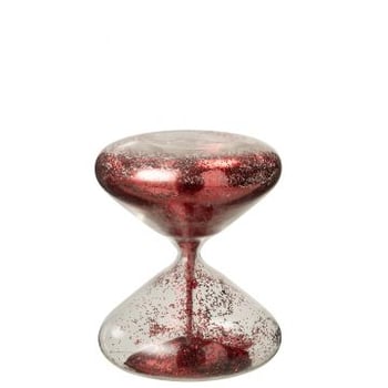 Zandloper glitters glas rood