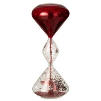 Zandloper glitters glas rood