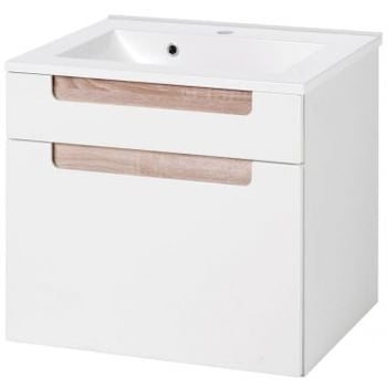 Wastafelkast Siena 60cm - wit/bruin
