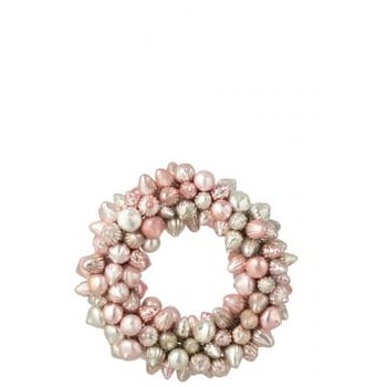 Krans kerstbal glas lichtroze