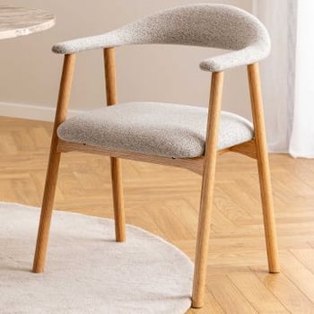 Eetkamerstoel Addi -  eikenhout, stof - beige