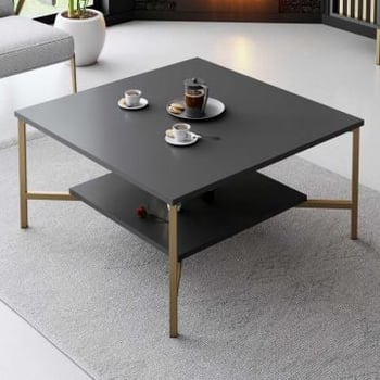 Stijlvolle Woody Fashion Salontafel - 100% Melamine Gecoat - Antraciet Zwart