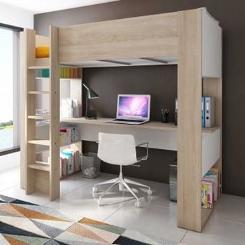 Hoogslaper Beau met bureau - wit
