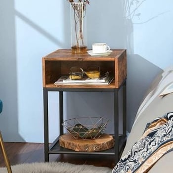 Nachtkastje Brad 1 vak 1 legplank - rustiek bruin/zwart