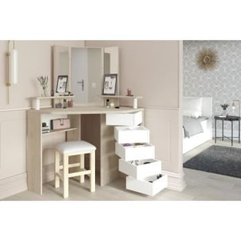 Make-uptafel Sweet met spiegel - eik/wit