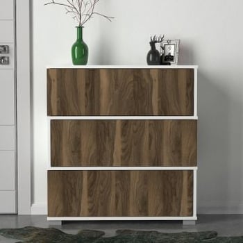 Schoenenkast Finn - walnoot/wit