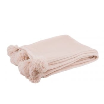 Plaid pompom polyester lichtroze