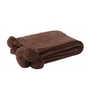 Plaid pompom polyester bruin