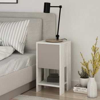Woody Fashion Nachtkastje (18mm Dik, 30x55x30cm, Wit Licht Mokka)