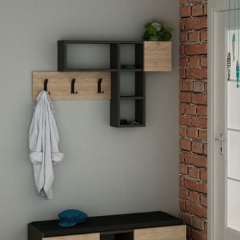 Woody Fashion wandkapstok | 100% Melamine | 18mm | Sonoma Eik Antraciet