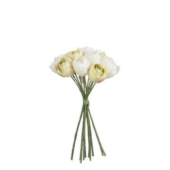 Boeket tulp 12x polyester wit/groen