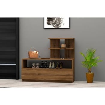 Woody Modieus Schoenenkastje - Bruin, 100% Melamine Gecoat, 18mm Dik
