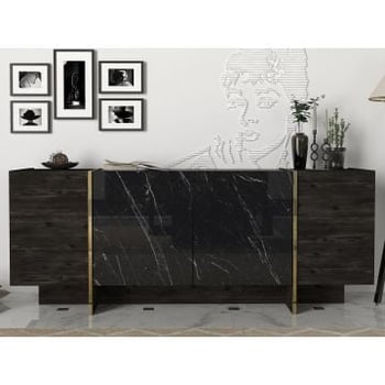 Veyron Console | 100% MELAMINE | Zwart, Goud
