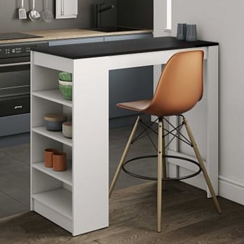 Bartafel Aravis 115x50 met opbergruimte - wit/zwart