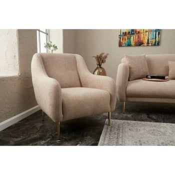 Del Sofa 1-Zits Beige Goud Sofa met Beukenhouten Frame