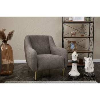 Del Sofa 1-zitsbank | Beuken Houten Frame, Grijs Goud Polyester Stof